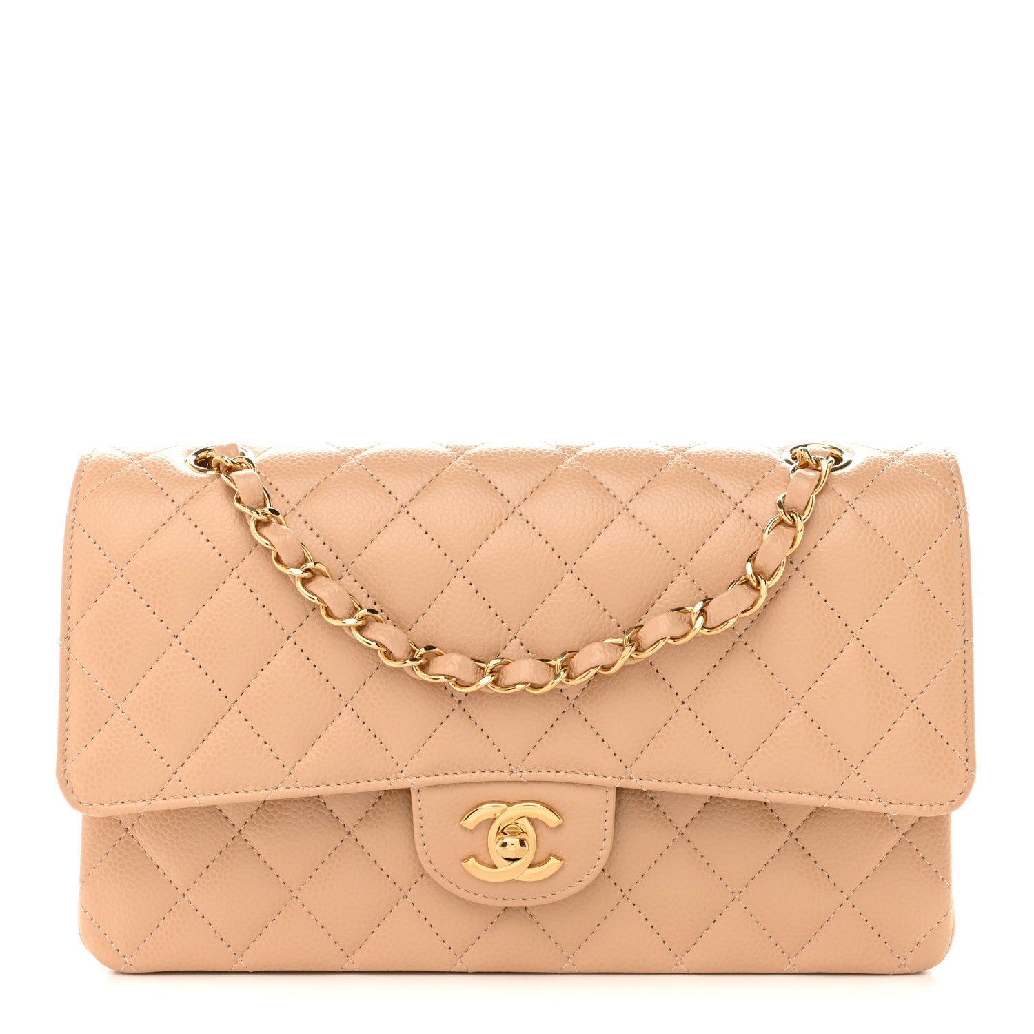 Chanel Caviar Quilted Medium Double Flap Beige 1 of 11