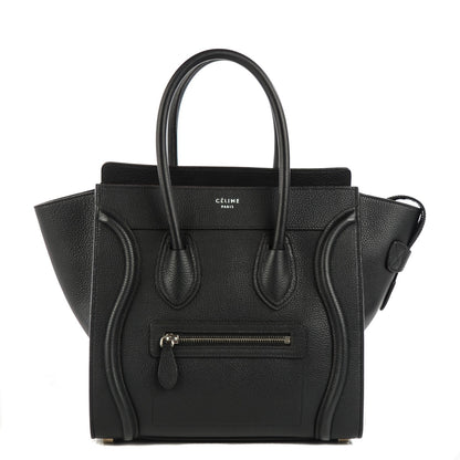 Celine Drummed Calfskin Micro Luggage Black 1 of 8
