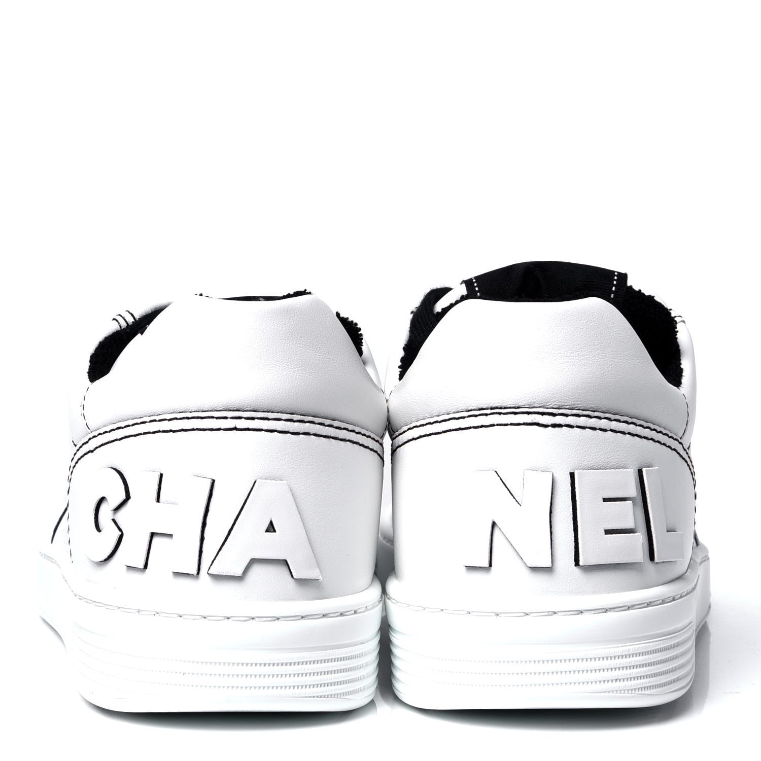 Chanel Calfskin Womens Logo Sneakers 40 White Black 4 of 6