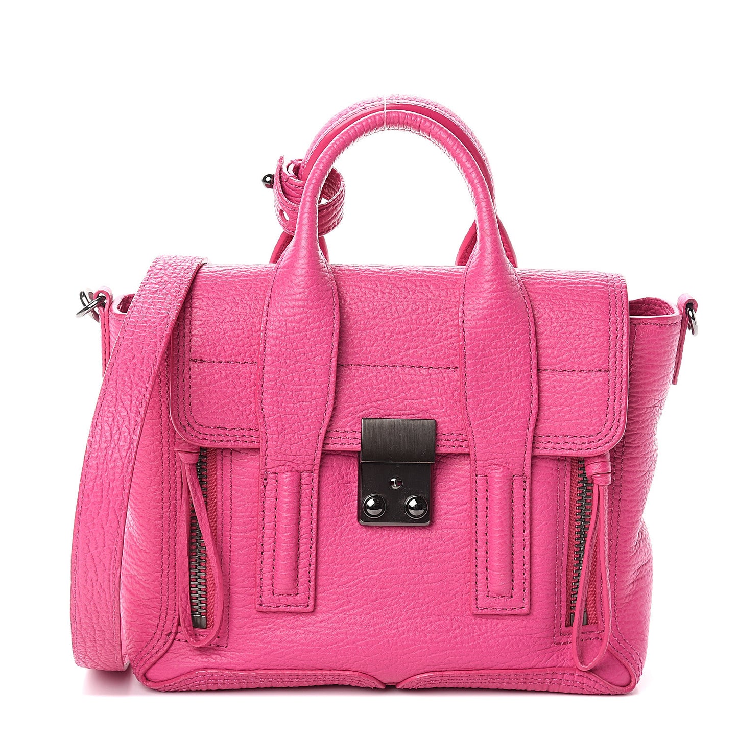 3.1 Textured Calfskin Mini Pashli Satchel Fuchsia