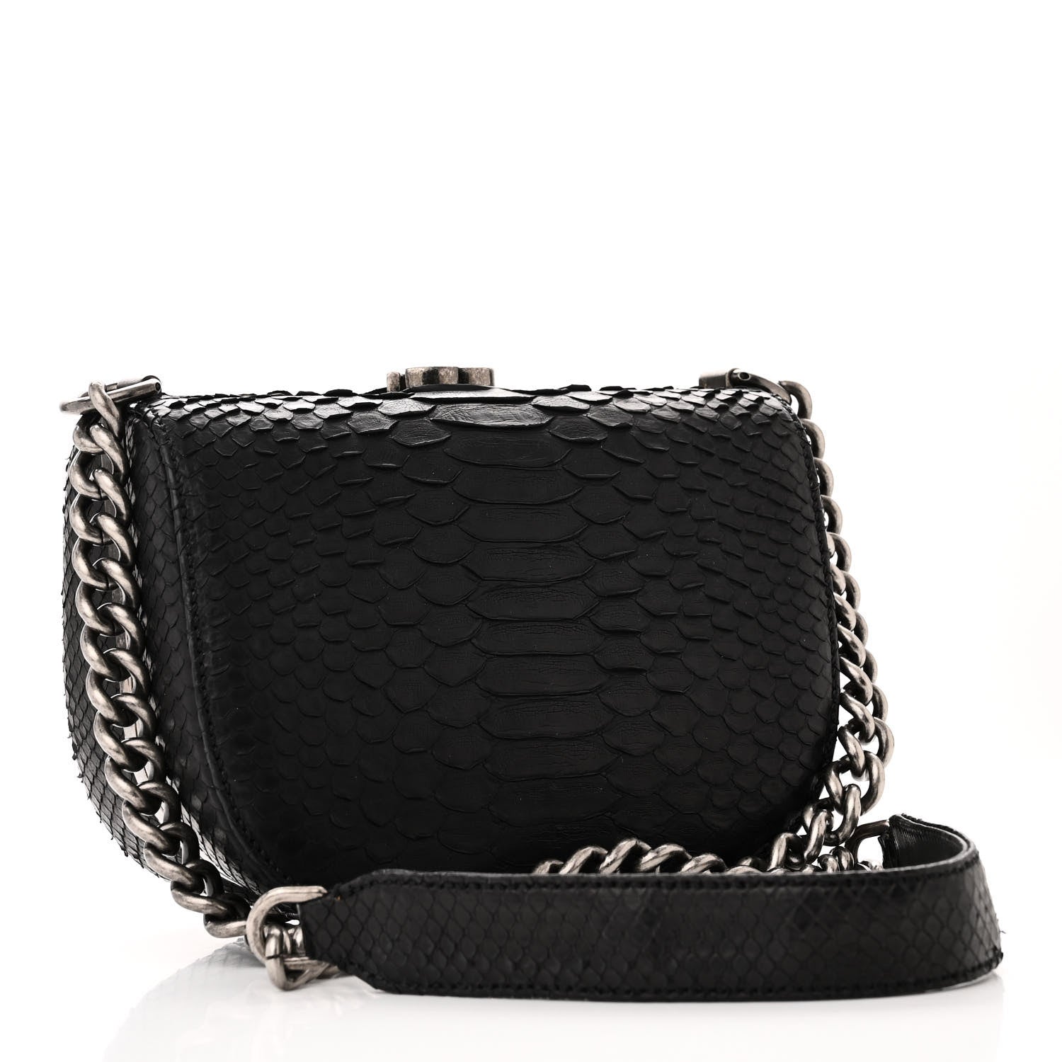 Chanel Snakeskin Box Kisslock Crosssbody Black 2 of 11