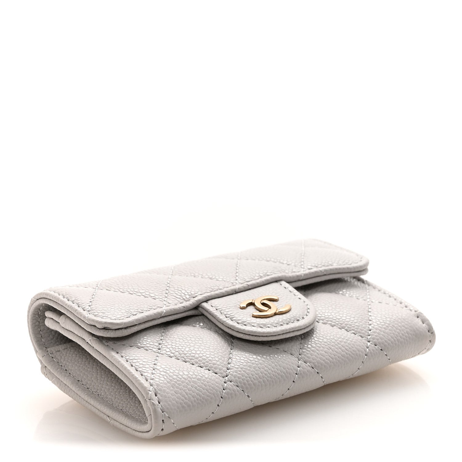 Chanel Caviar Quilted Flap Card Holder Wallet Light Grey 4 of 9