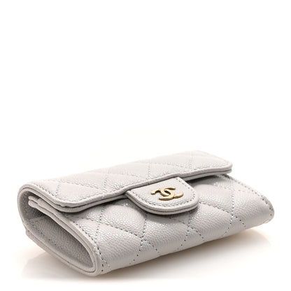 Chanel Caviar Quilted Flap Card Holder Wallet Light Grey 4 of 9