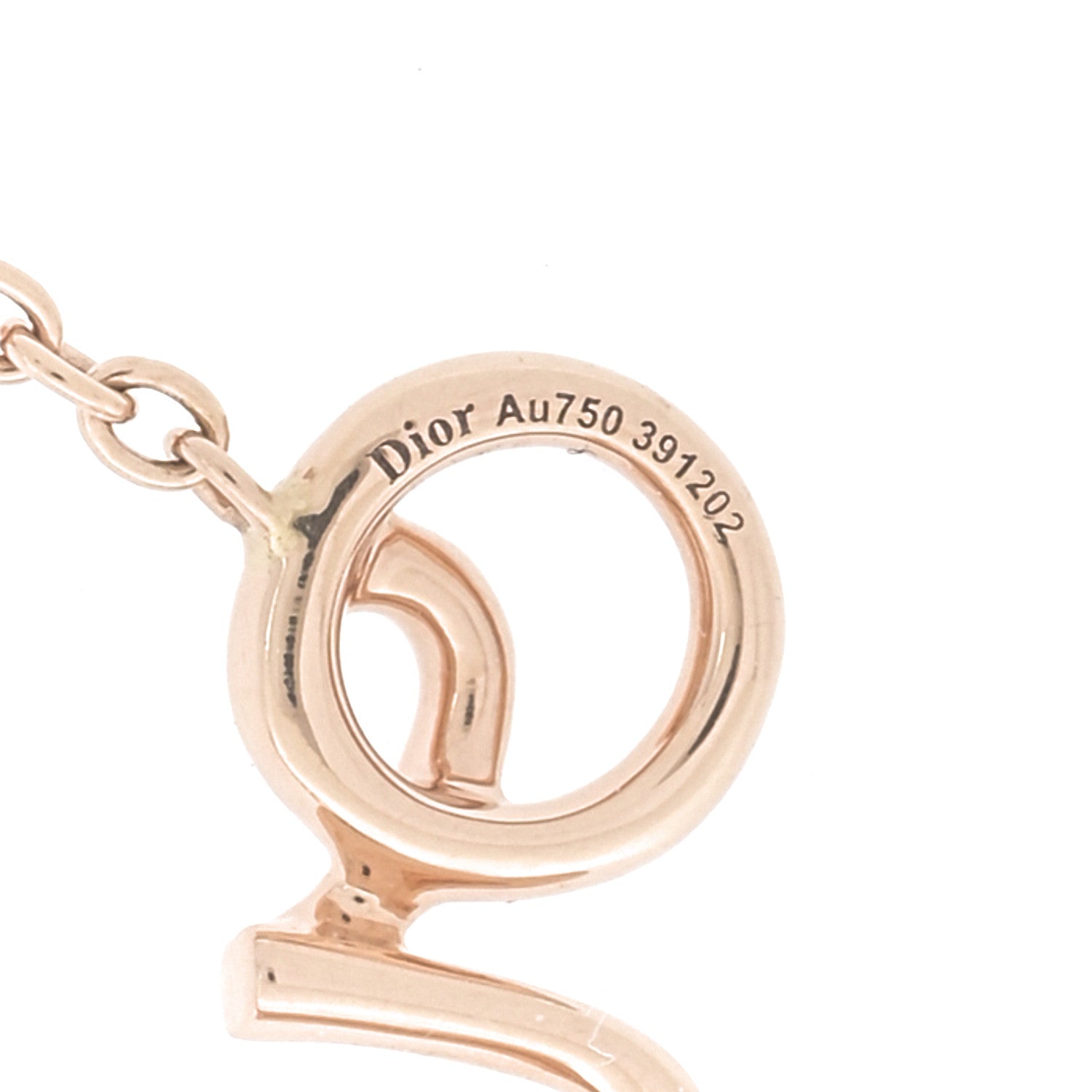 Christian Dior 18K Rose Gold Diamond Oui Pendant Necklace 5 of 6
