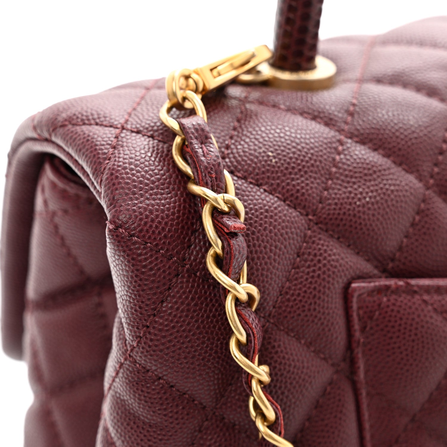 Chanel Caviar Lizard Quilted Medium Coco Handle Flap Burgundy 11 of 11