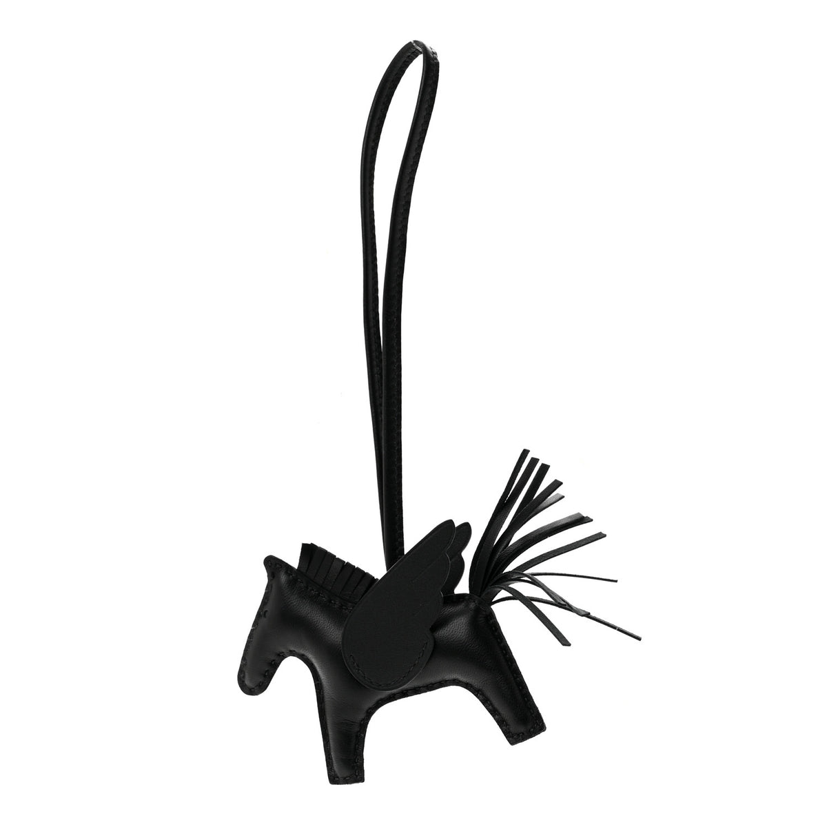 Milo Lambskin Grigri Rodeo Pegase Horse Bag Charm PM So Black