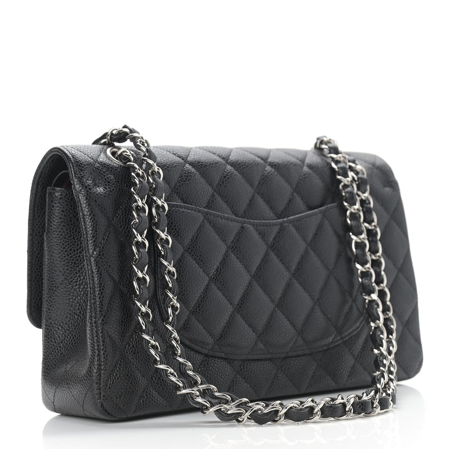 Caviar Quilted Medium Double Flap Black