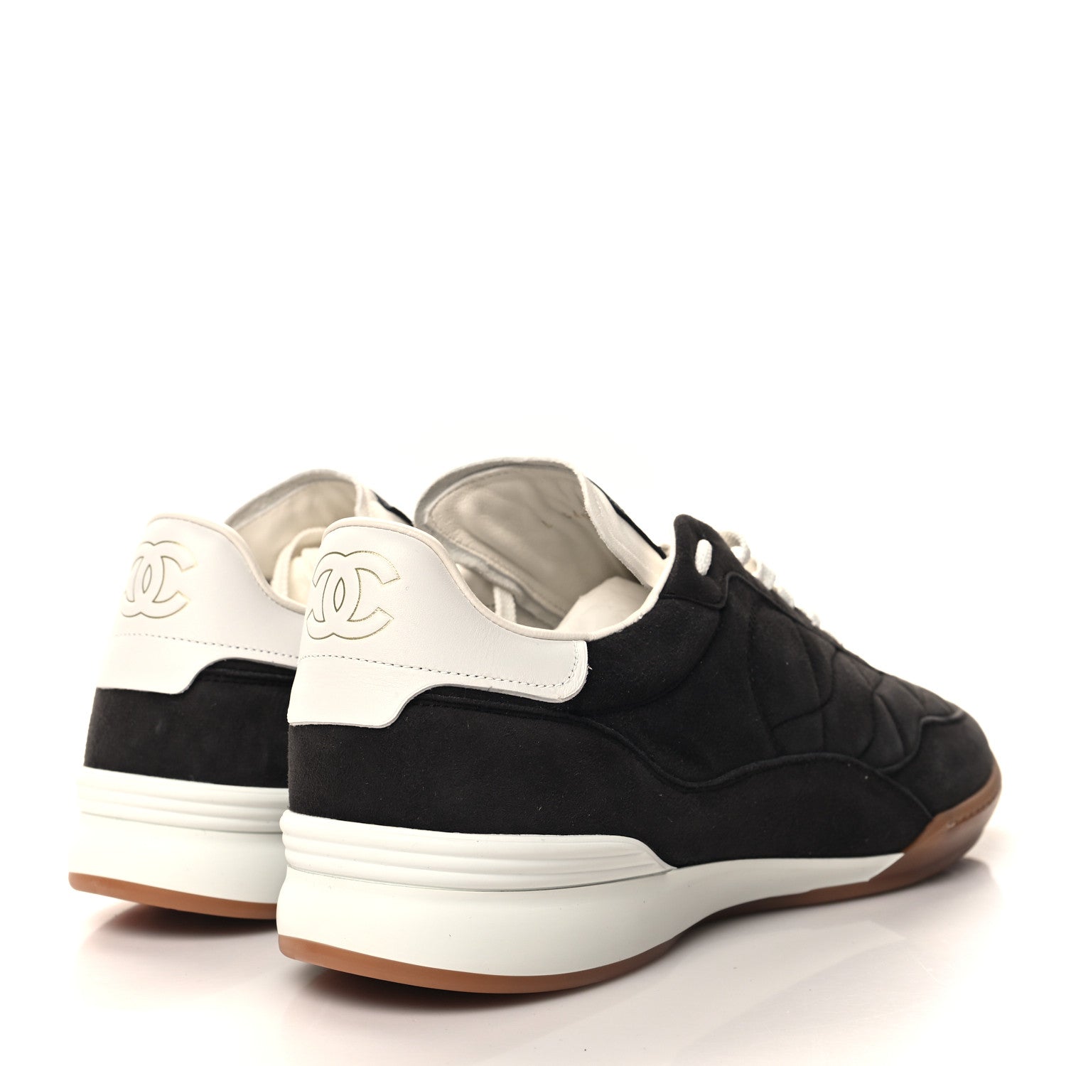 Chanel Suede Kidskin Quilted Mens Sneakers 45 Dark Grey 4 of 9