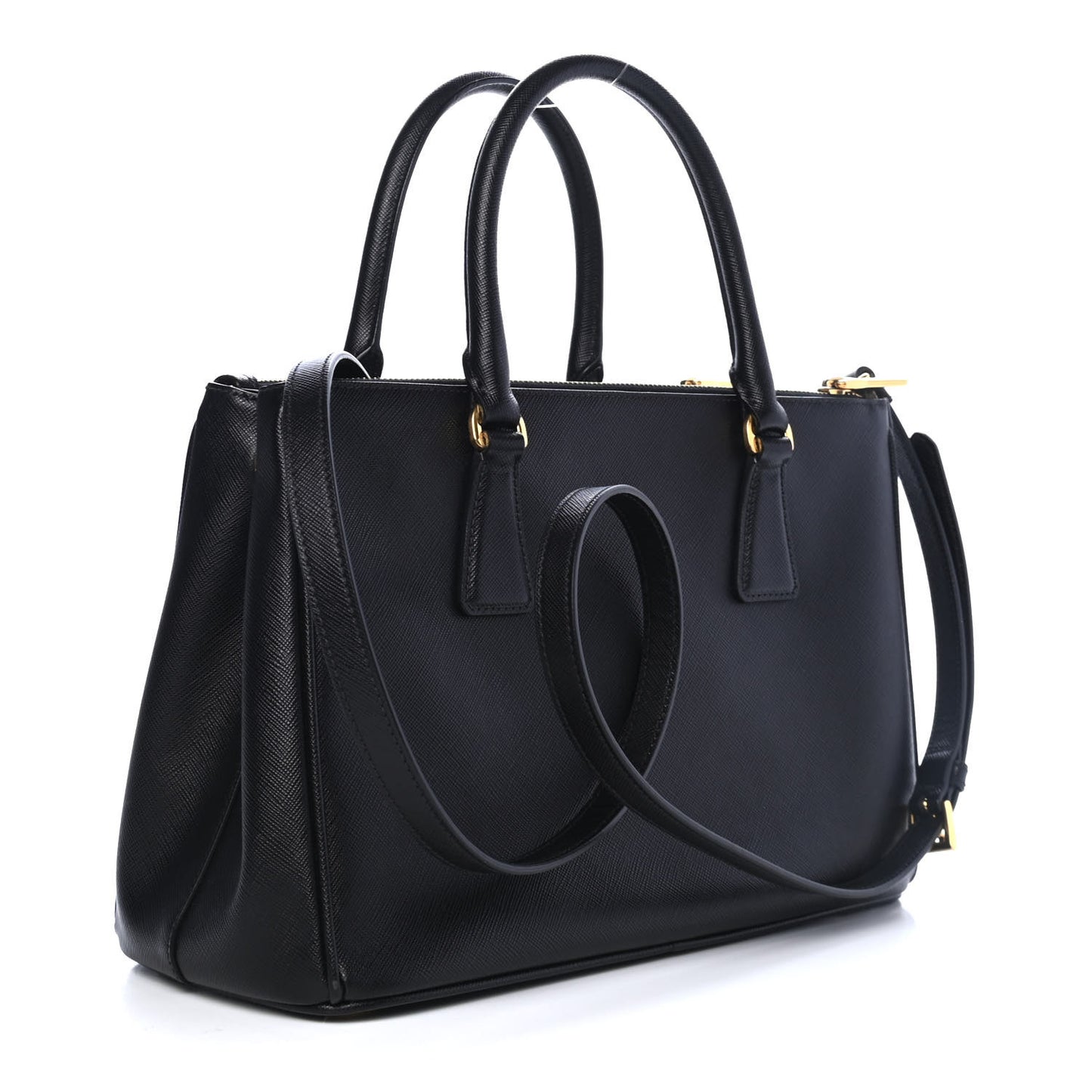 Saffiano Small Galleria Double Zip Tote Black