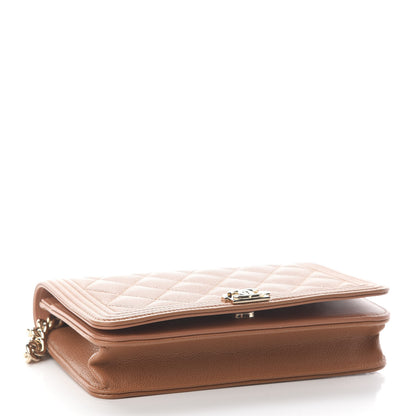 Chanel Caviar Quilted Boy Wallet On Chain WOC Brown 4 of 10