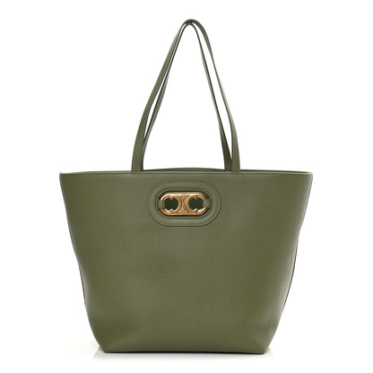 Celine Grained Calfskin Maillon Triomphe Medium Cabas Light Khaki 1 of 12