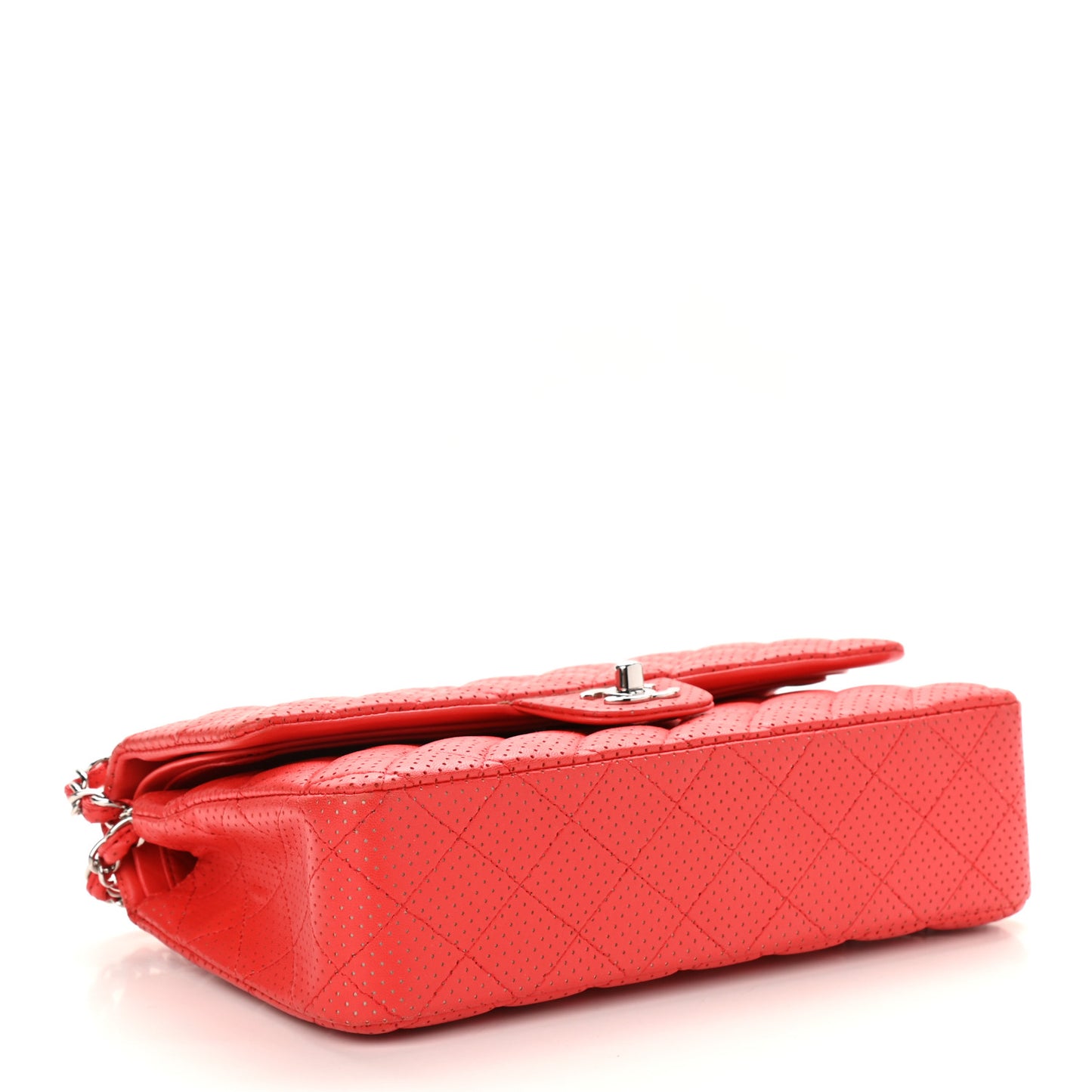 Lambskin Perforated Medium Double Flap Red