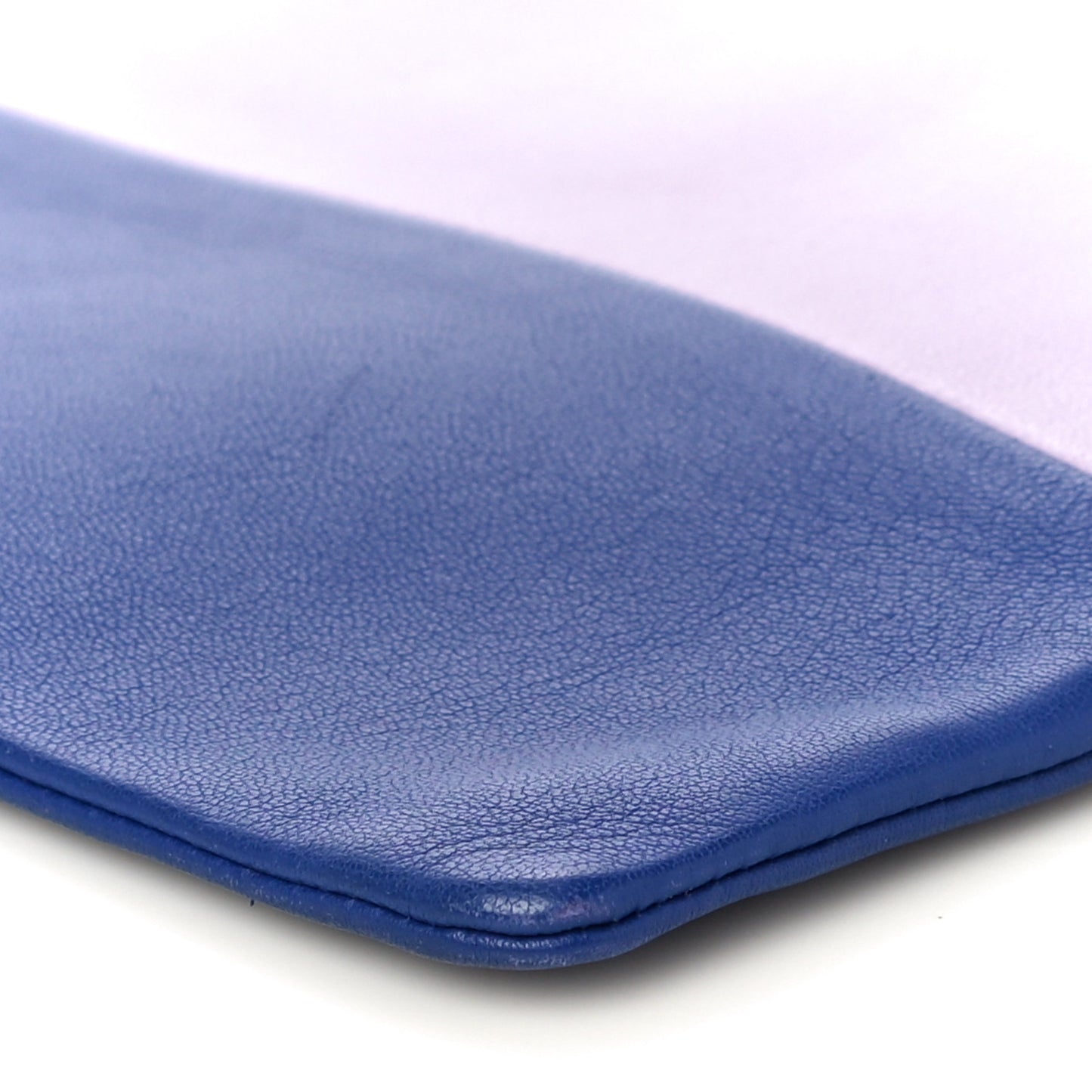 Smooth Lambskin Bi-Color Solo Clutch Pouch Light Purple Royal Blue