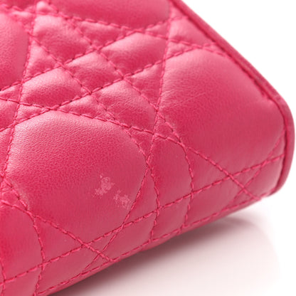 Christian Dior Lambskin Cannage Mini Lady Dior Zip Portemonnaie Fuchsia 5 of 8
