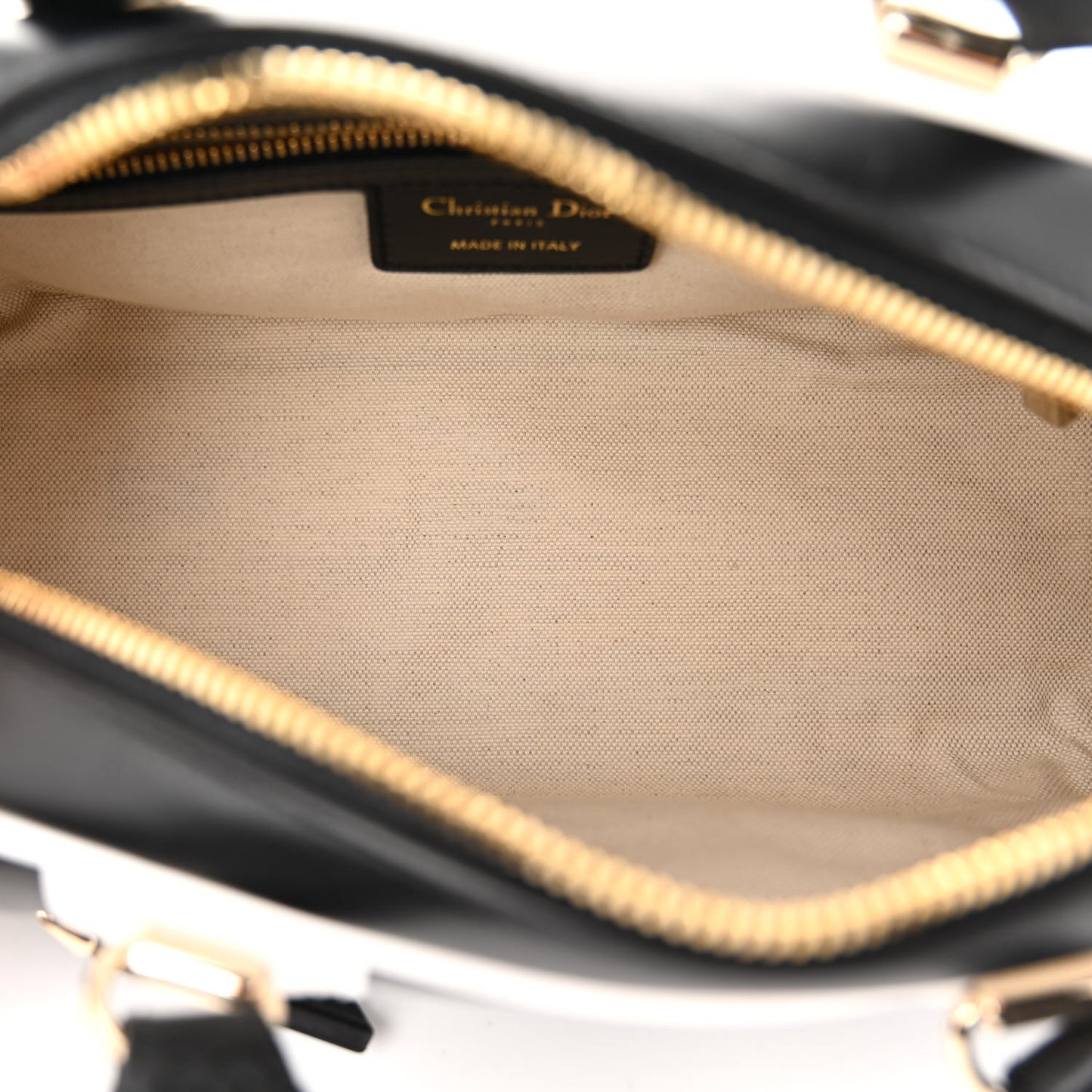 Calfskin Small Dior Vibe Zip Bowling Bag Black White