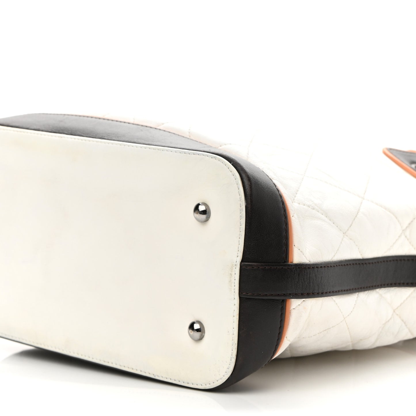 Lambskin Quilted CC Charm Tote White Multicolor