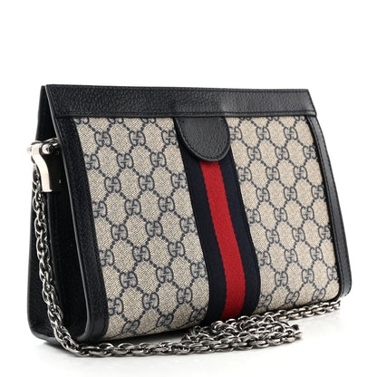 Gucci GG Supreme Monogram Textured Dollar Calfskin Web Small Ophidia Chain Shoulder Bag Beige Blue 3 of 11