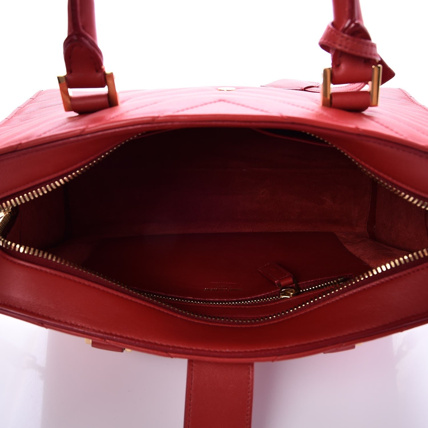 Saint Laurent Calfskin Matelasse Chevron Small Monogram Cabas Lipstick Red 6 of 9