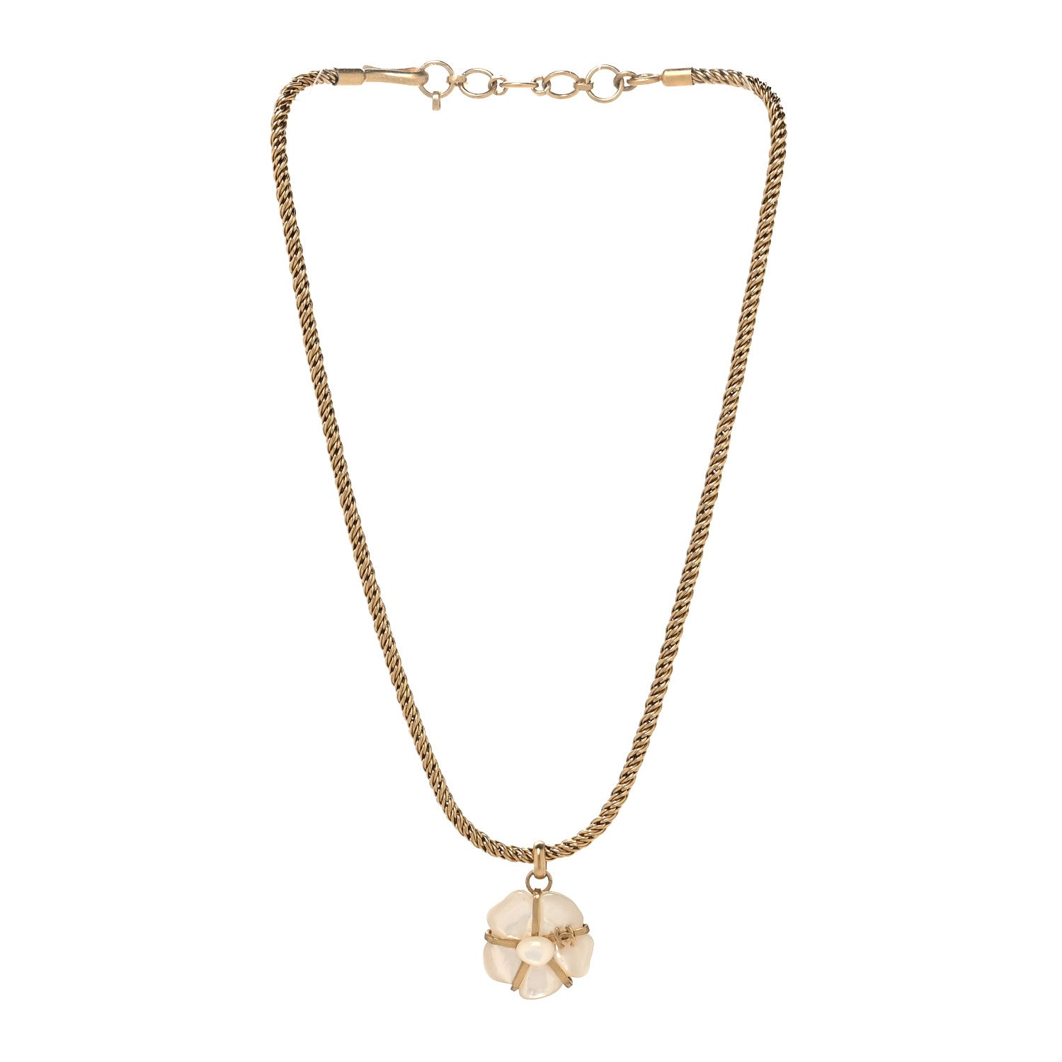 Chanel Pearl CC Camellia Flower Necklace White 3 of 6