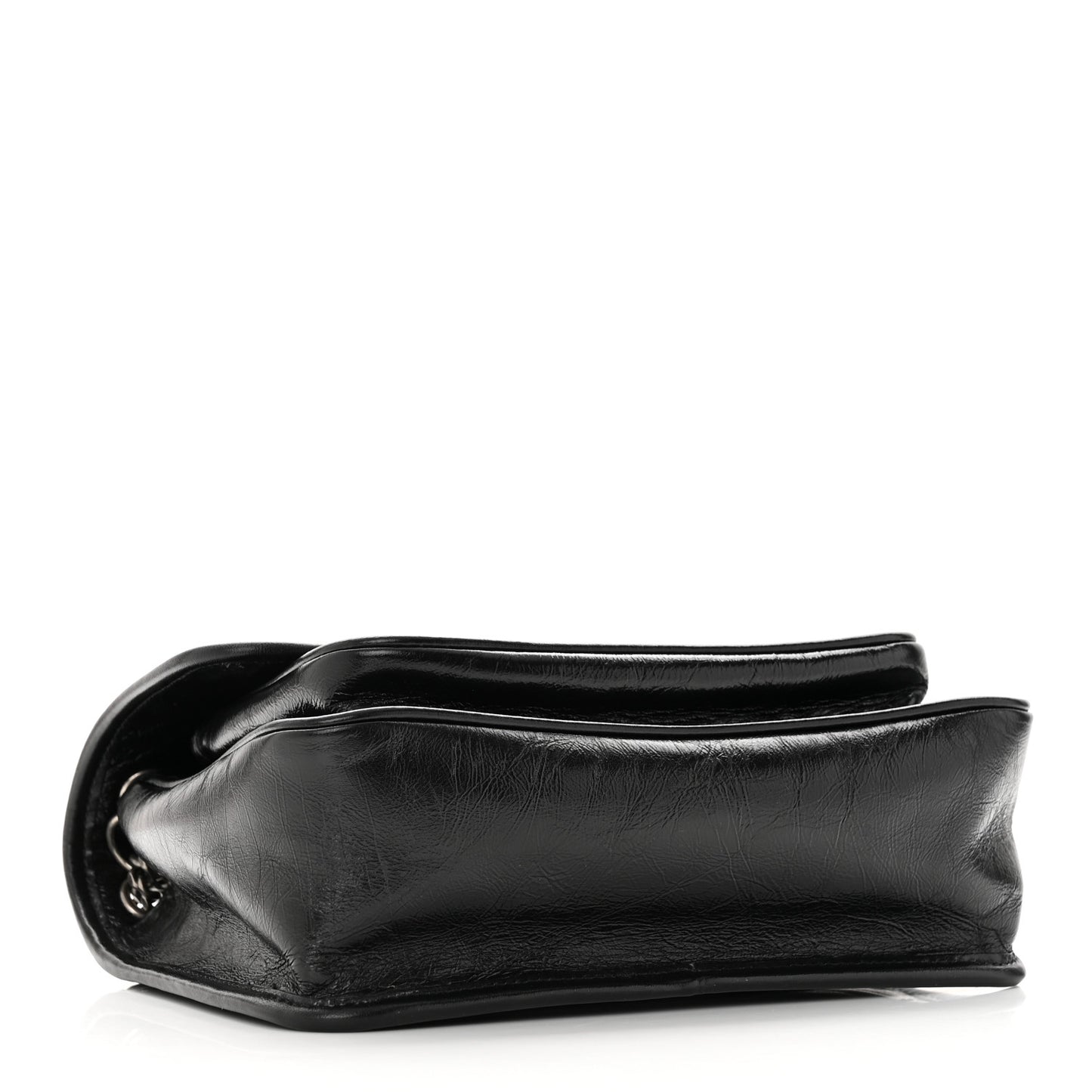 Crinkled Calfskin Matelasse Monogram Baby Niki Chain Satchel Black