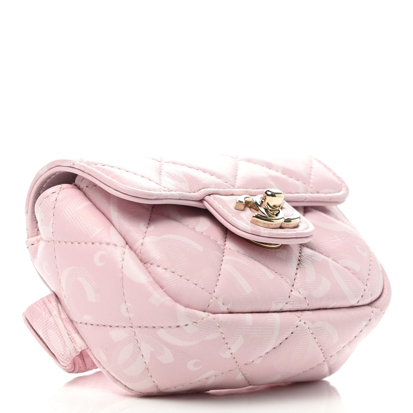 Lambskin Quilted CC All Over Arm Coin Purse Pink