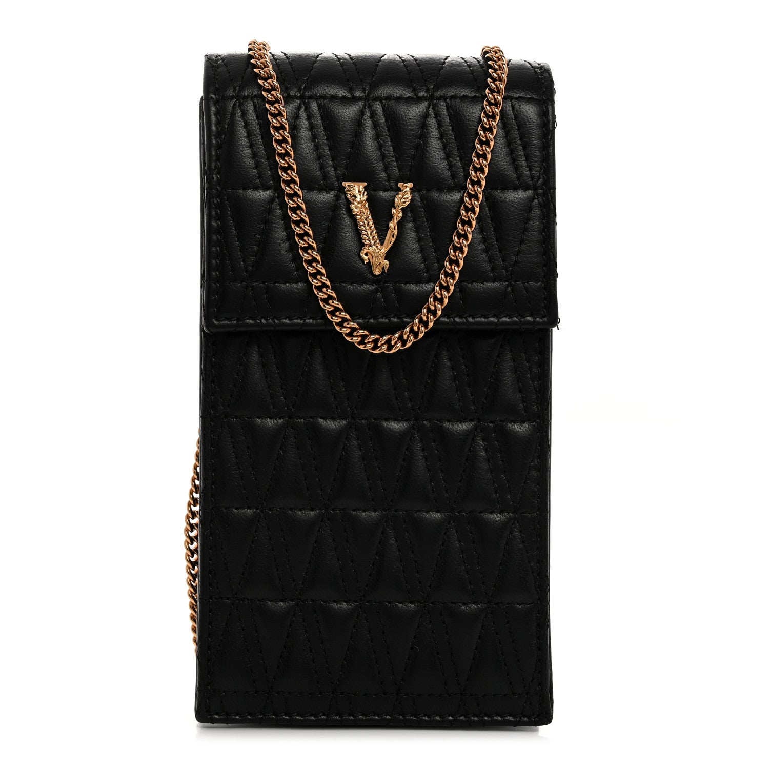 Versace Nappa Quilted Virtus Cell Phone Crossbody Black 1 of 6