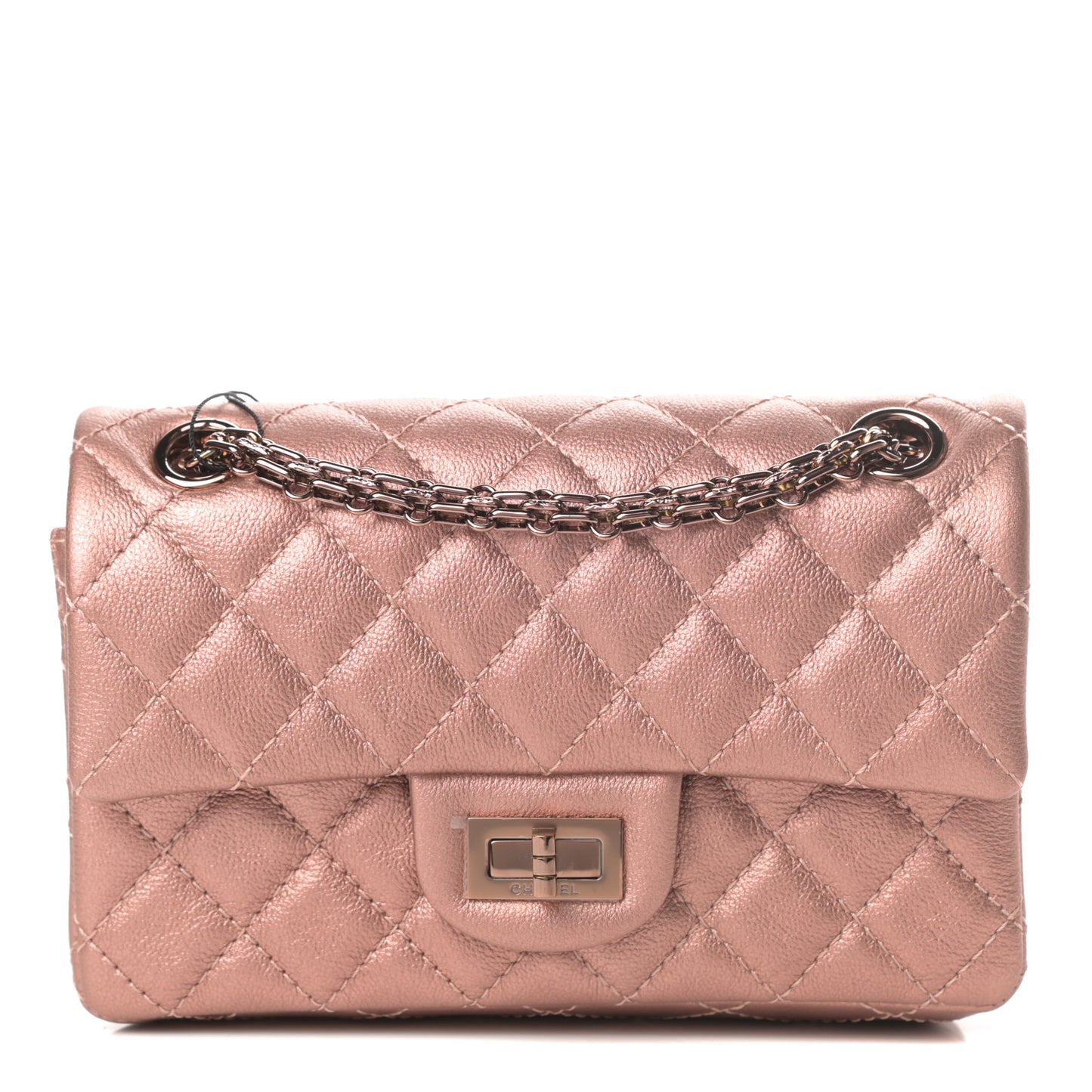 Metallic Grained Calfskin Quilted 2.55 Reissue Mini Flap Copper Pink