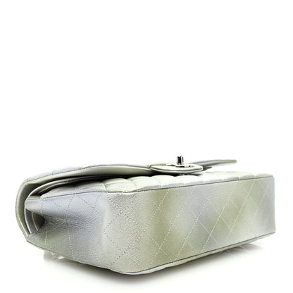 Chanel Metallic Goatskin Quilted Ombre Medium Double Flap Grey Green 4 of 10