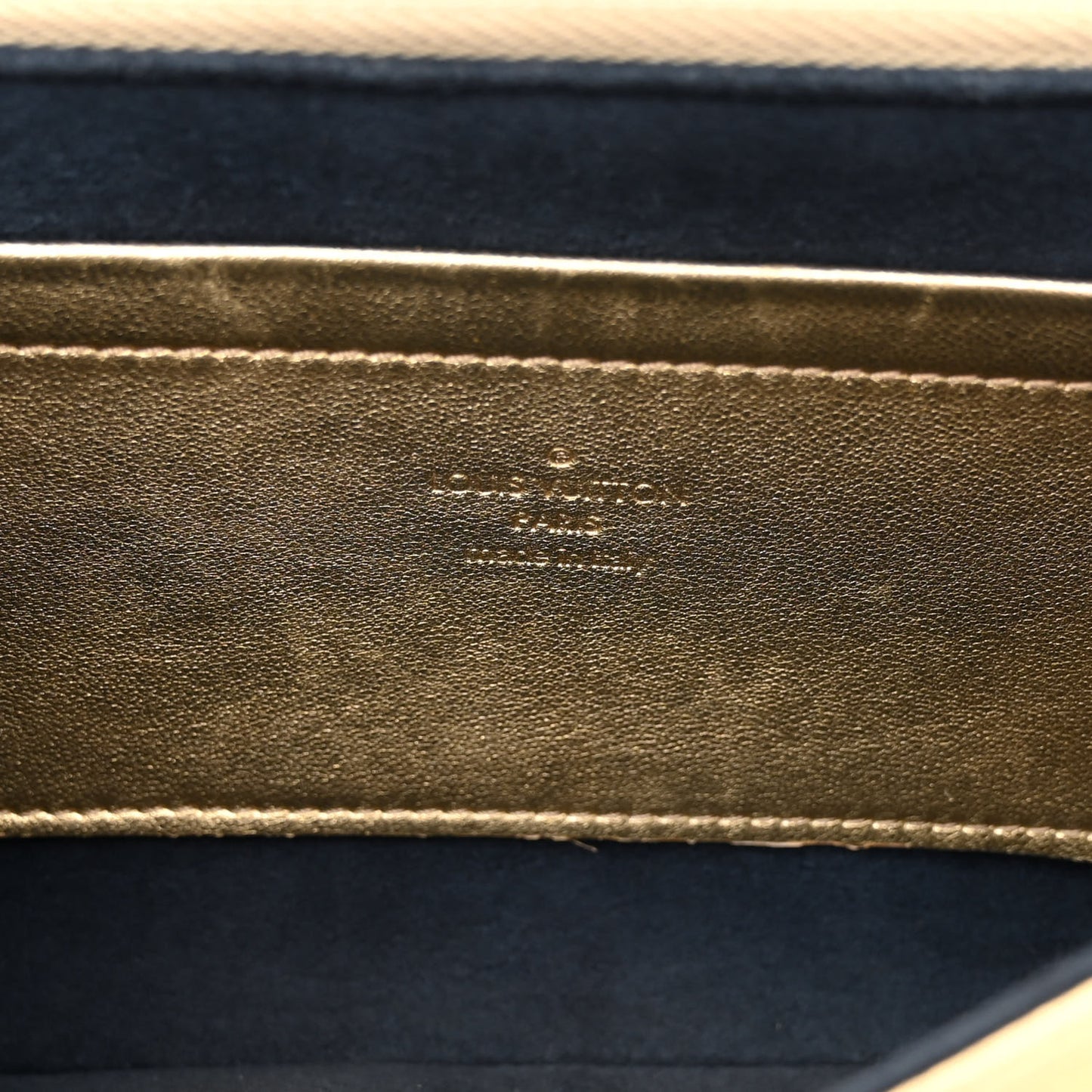 Metallic Lambskin Embossed Monogram Pochette Coussin Gold