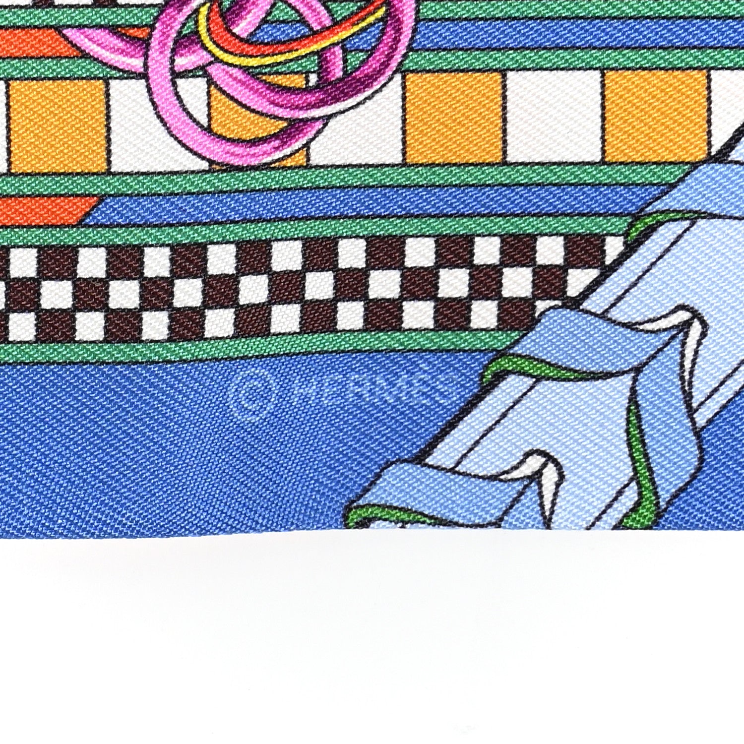 Hermes Silk Brides et Gris Twilly Bleu Cobalt Jaune Vif Rouge 3 of 4