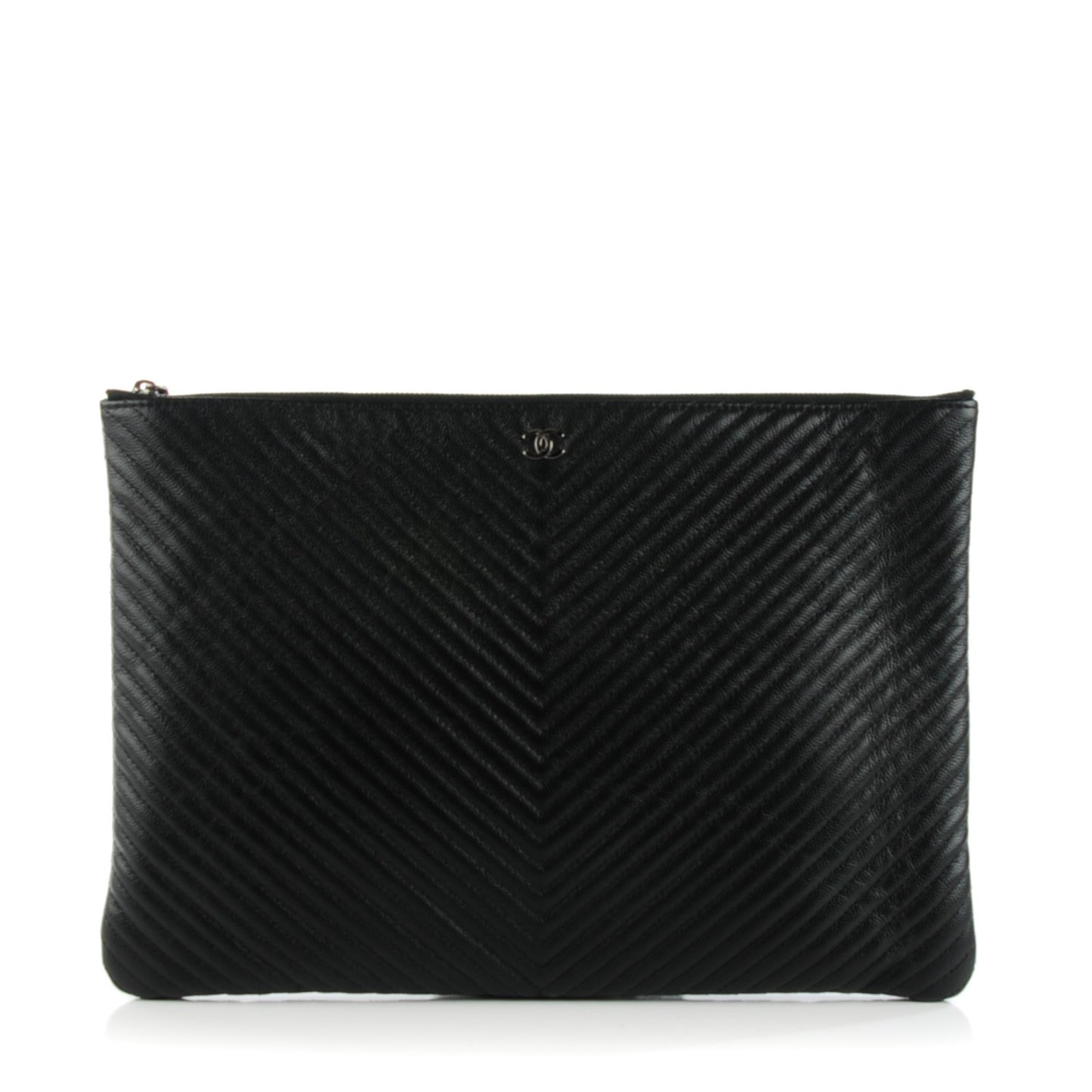 Caviar Chevron Large Cosmetic Case Black