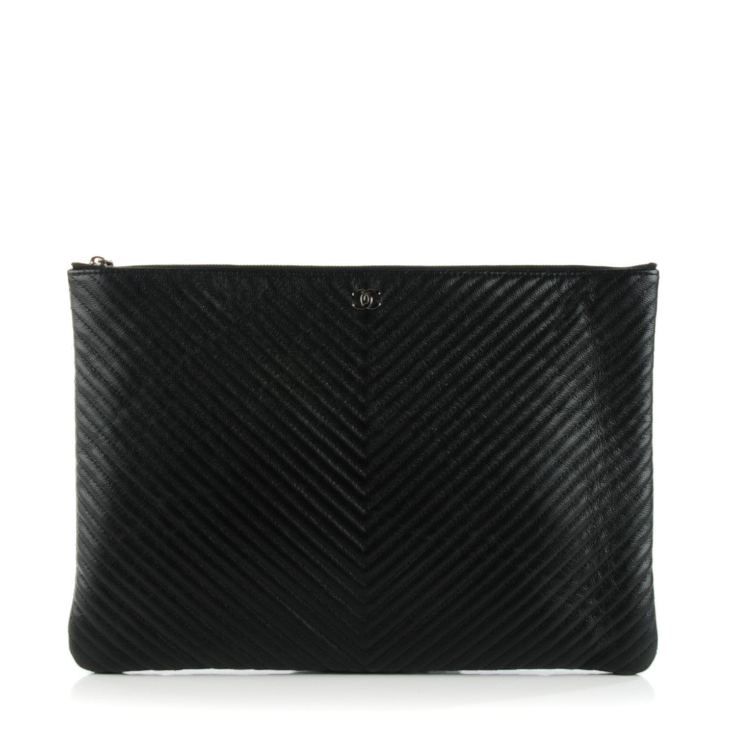 Chanel Caviar Chevron Large Cosmetic Case Black 1 of 7