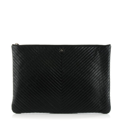Chanel Caviar Chevron Large Cosmetic Case Black 1 of 7
