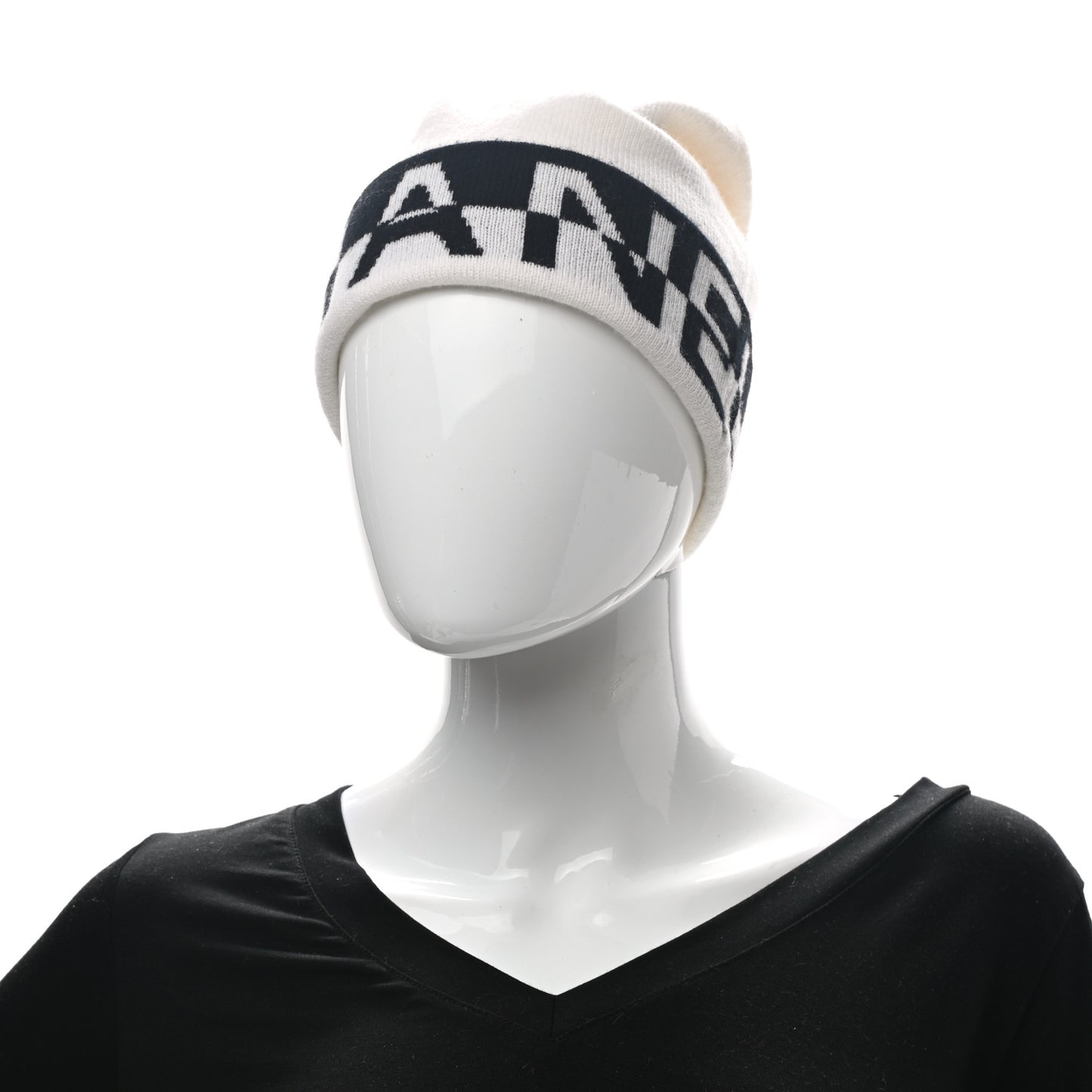Cashmere Logo Beanie Hat White Black
