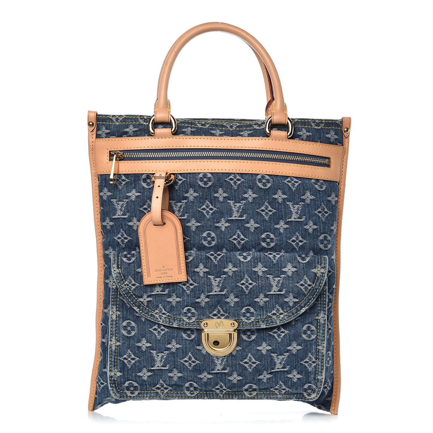 Monogram Denim Sac Plat Blue