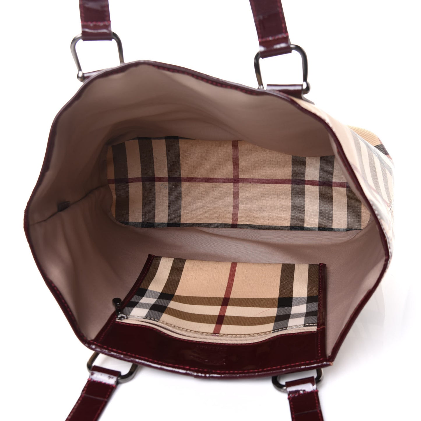 Patent Trim Nova Check Medium Shopper Tote Red