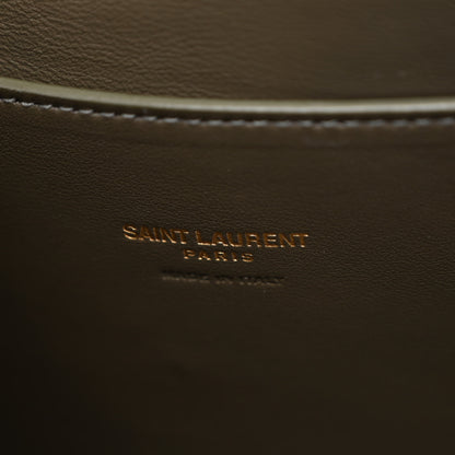 Saint Laurent Smooth Calfskin Suede Medium Reversible Monogram Kate Satchel Olive 9 of 18