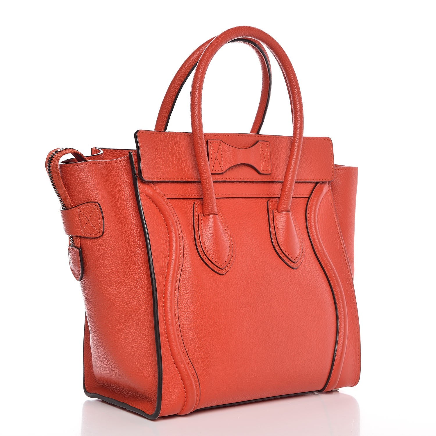 Celine Drummed Calfskin Micro Luggage Vermillion 3 of 8