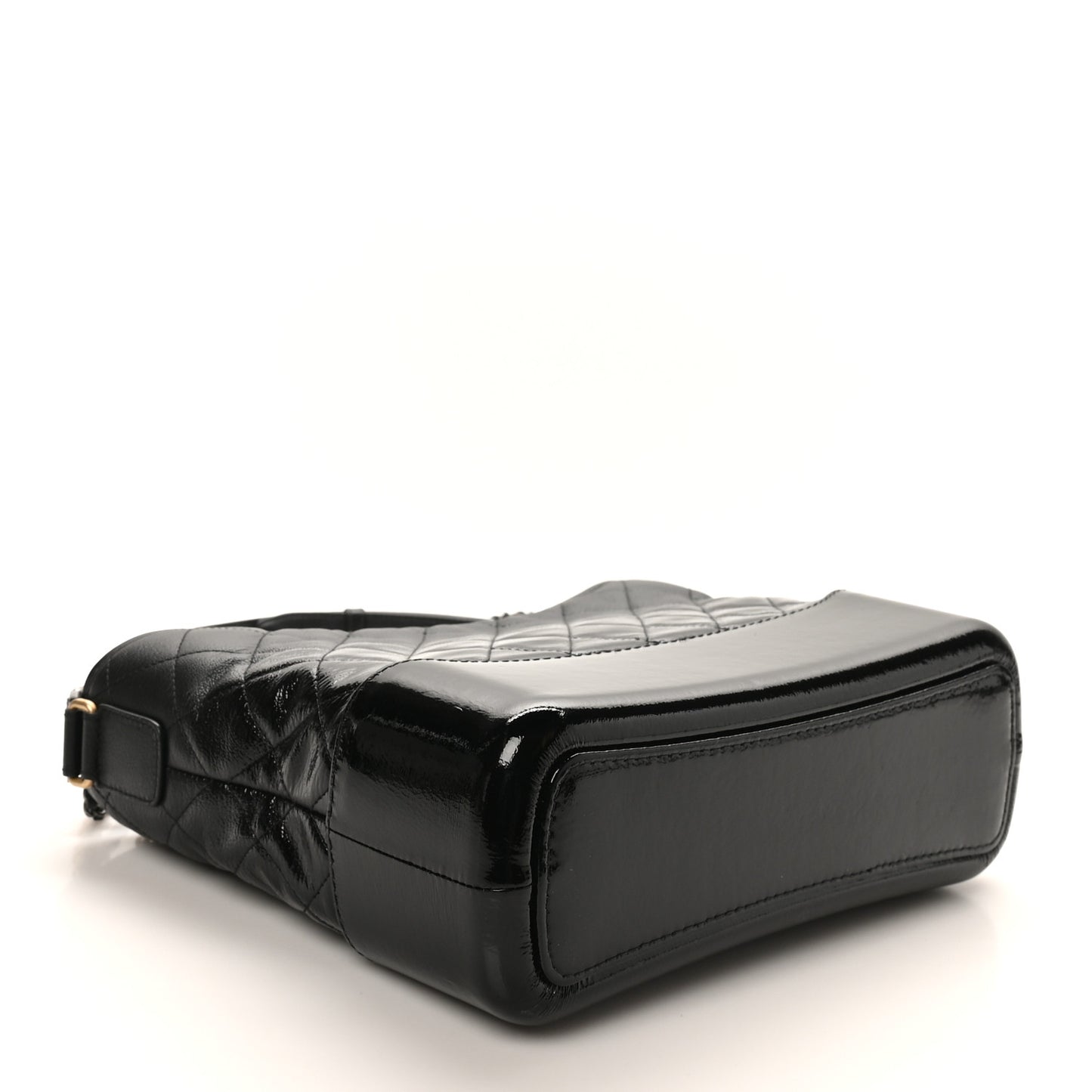 Patent Goatskin Quilted Medium Gabrielle Hobo Black