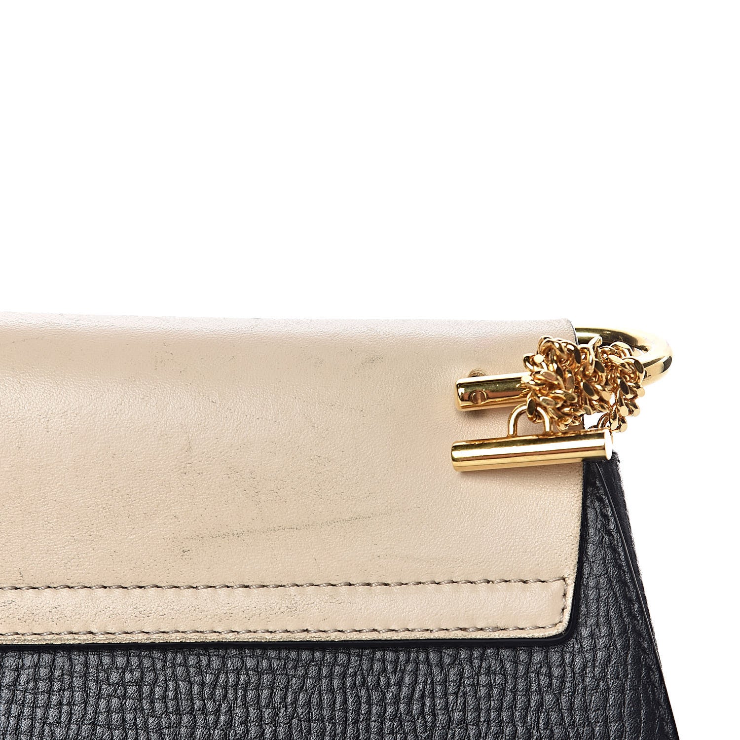 Chloe Grained Calfskin Lambskin Bi-Color Drew Shoulder Bag Black Powder Beige 14 of 18