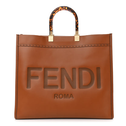 Fendi Vitello King Plexiglass Large Fendi Sunshine Shopper Tote Cuoio 1 of 11