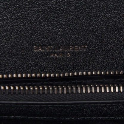 Saint Laurent Sheepskin Matelasse Chevron Monogram Medium College Bag Black 6 of 8