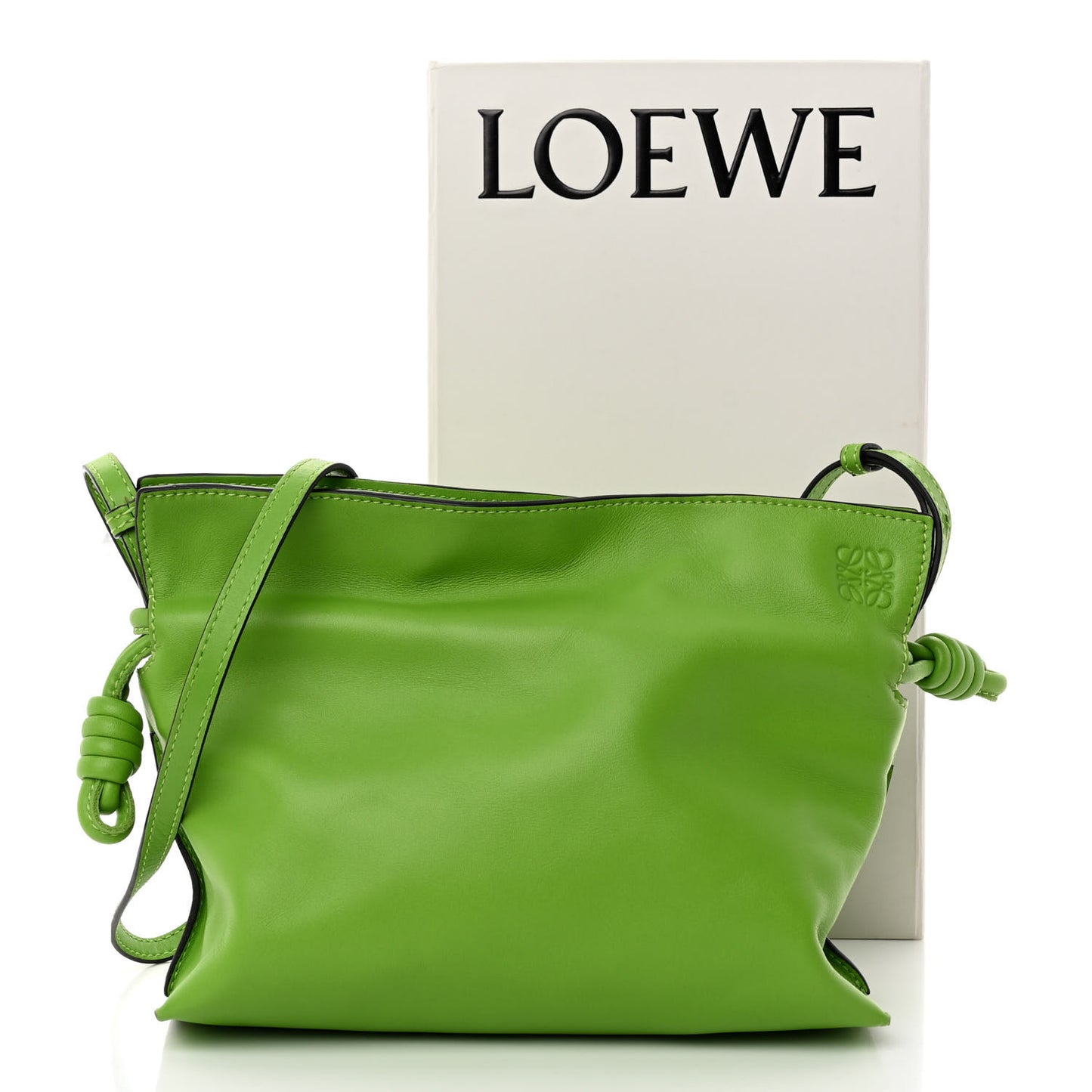 Calfskin Mini Flamenco Knot Clutch Apple Green