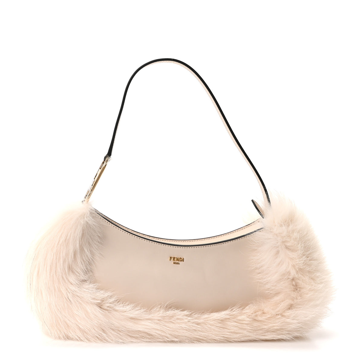 Fox Fur Vitello Fendi O'Lock Swing Camelia