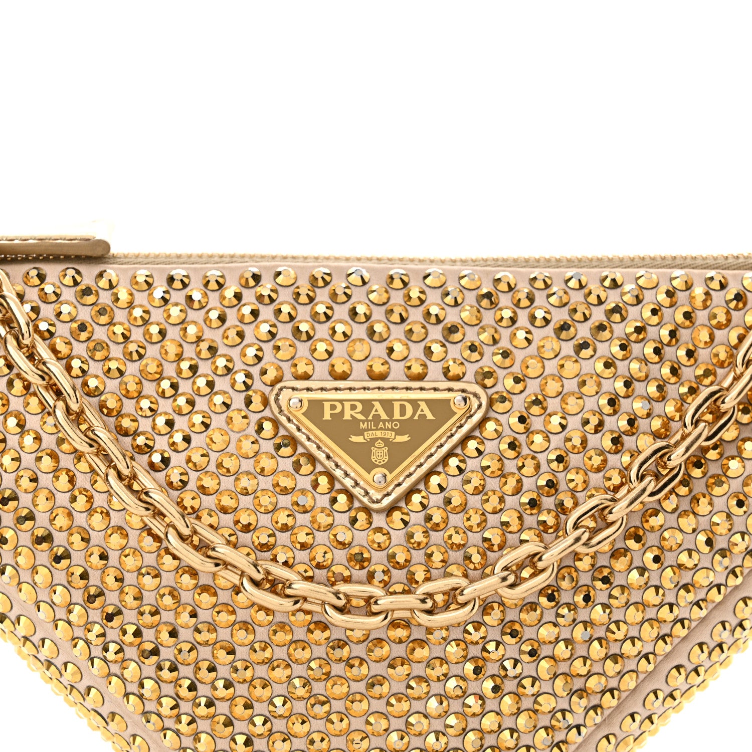 Prada Satin Crystal Triangle Crossbody Pouch Platino 8 of 11