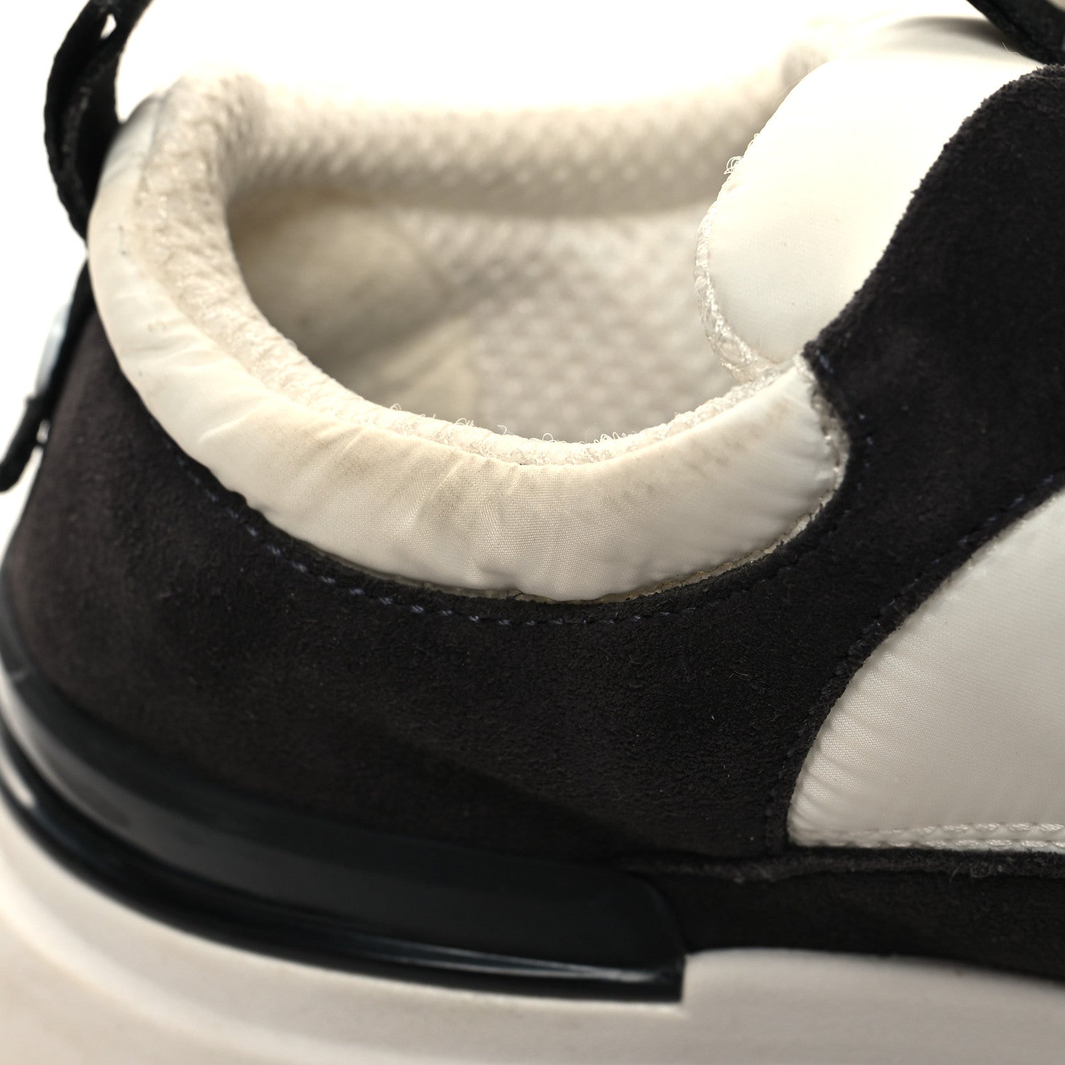Chanel Nylon Suede Calfskin CC Sneakers 37.5 White Black 8 of 8