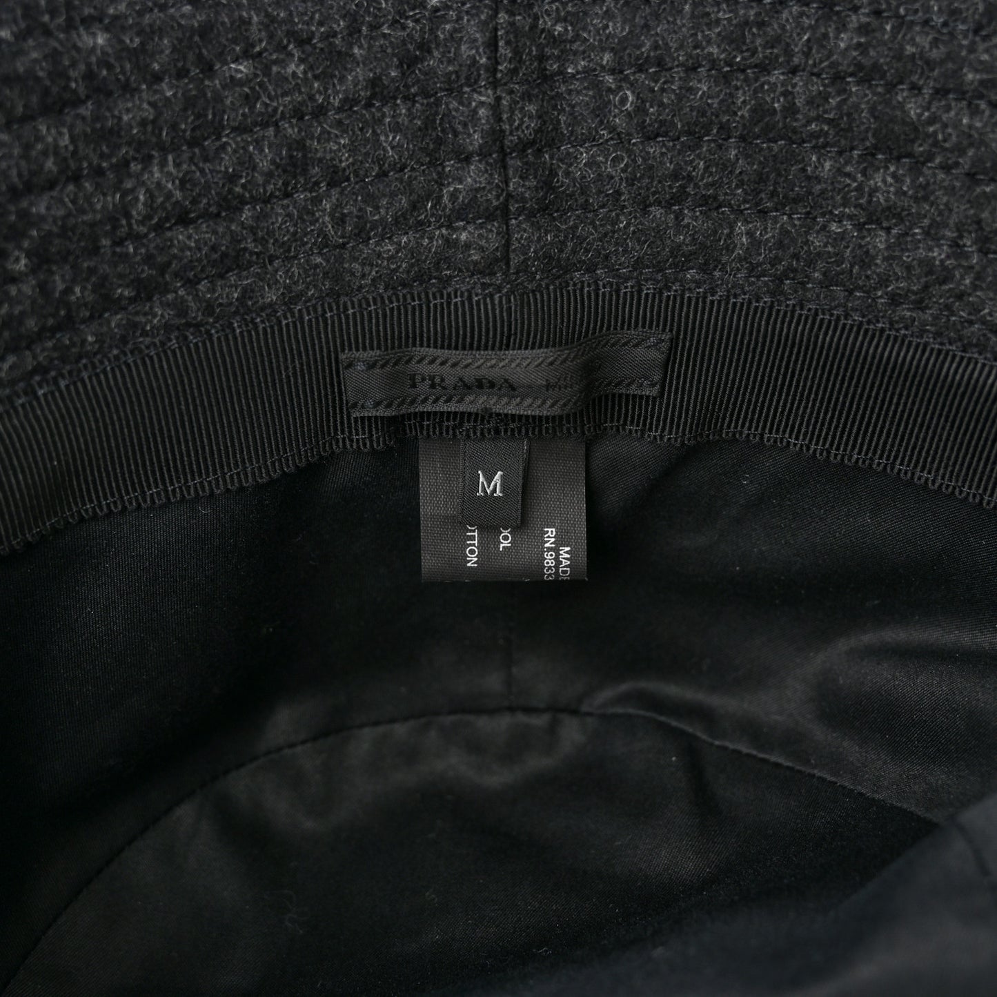 Authentic Loden Wool Metal Triangle Logo Bucket Hat M Anthracite