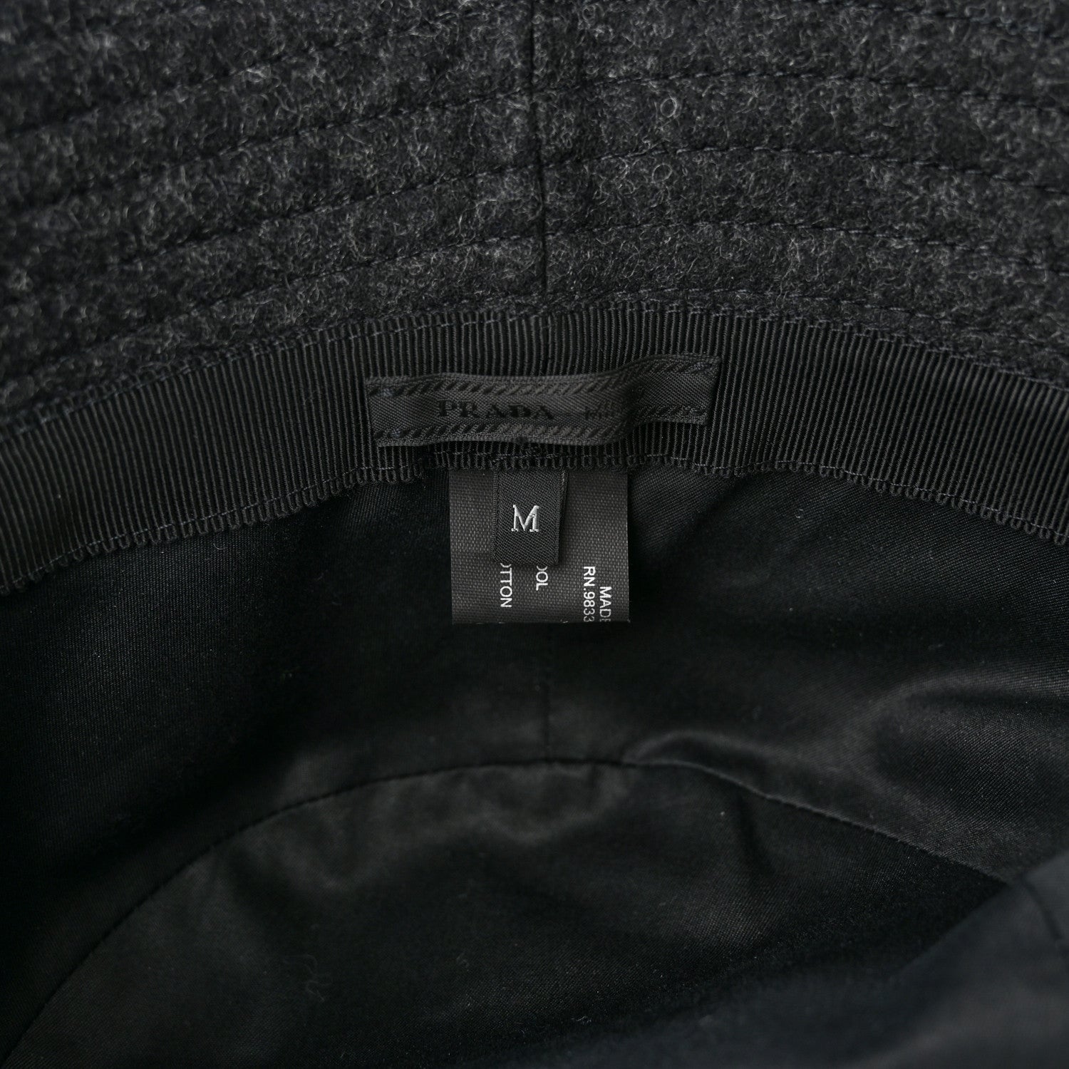 Prada Authentic Loden Wool Metal Triangle Logo Bucket Hat M Anthracite 8 of 8