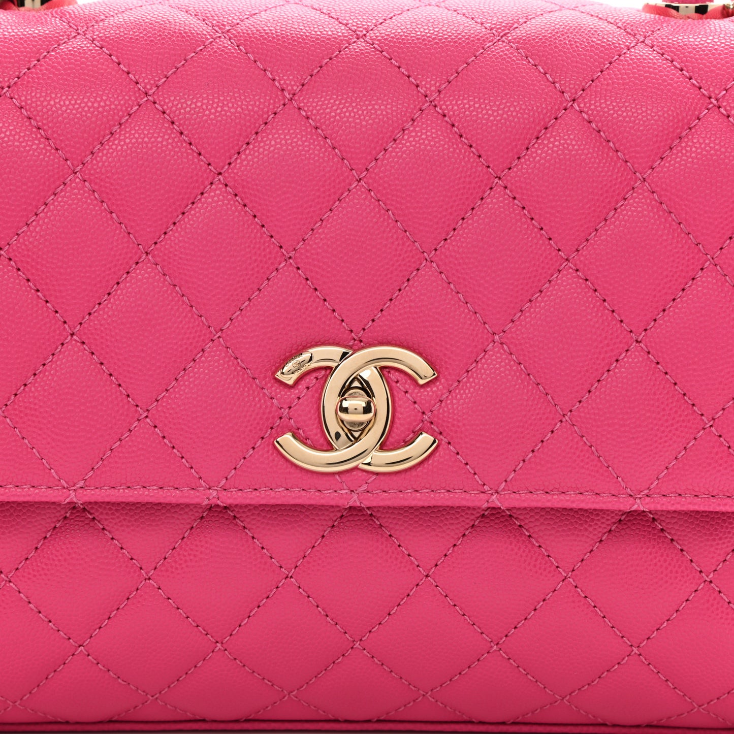 Caviar Quilted Small Coco Handle Flap Pink