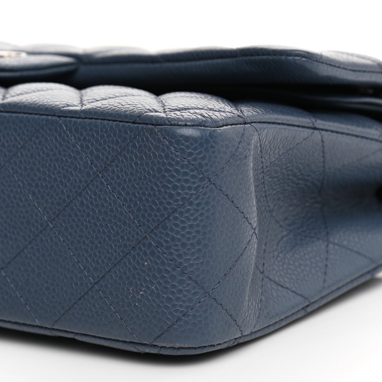 Caviar Quilted Medium Double Flap Blue